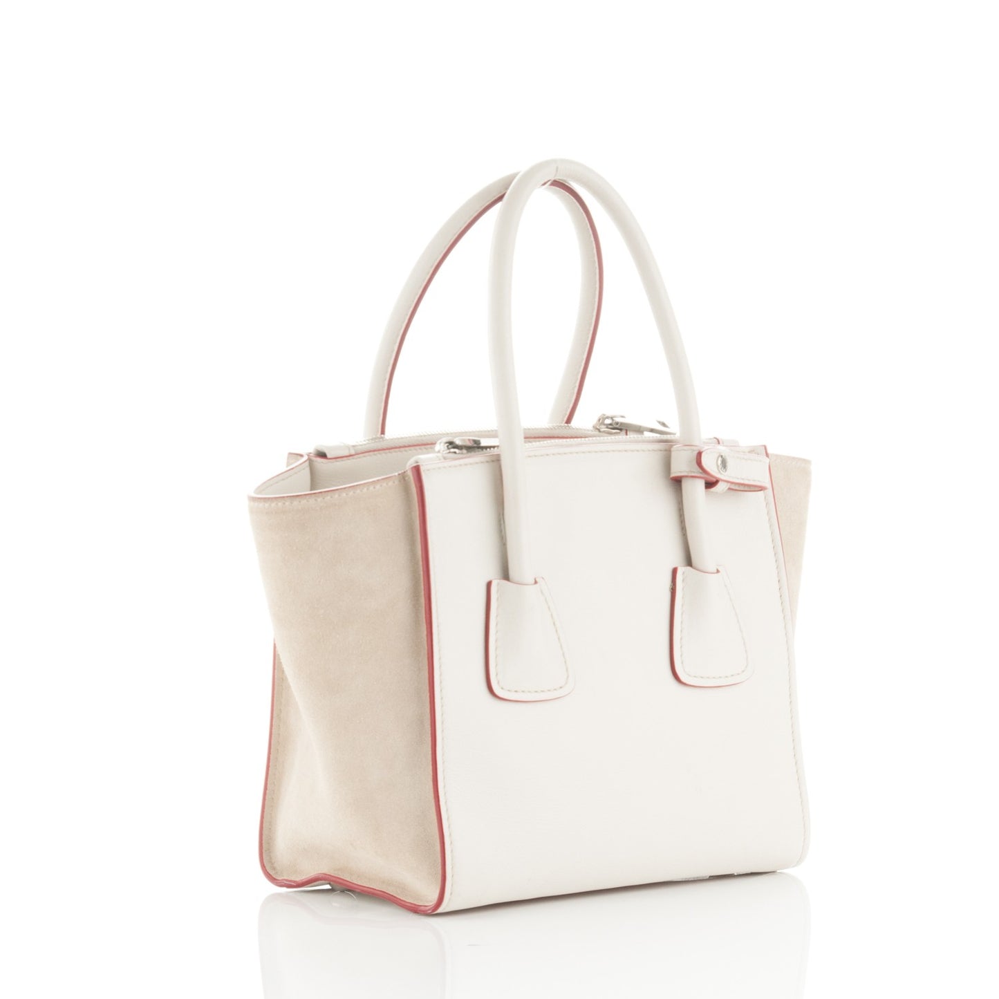 Glace Calf Suede Mini Twin Pocket Tote Talco Rosso