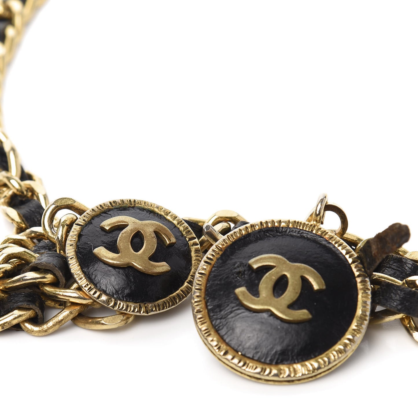 Lambskin CC Chain Belt Black Gold