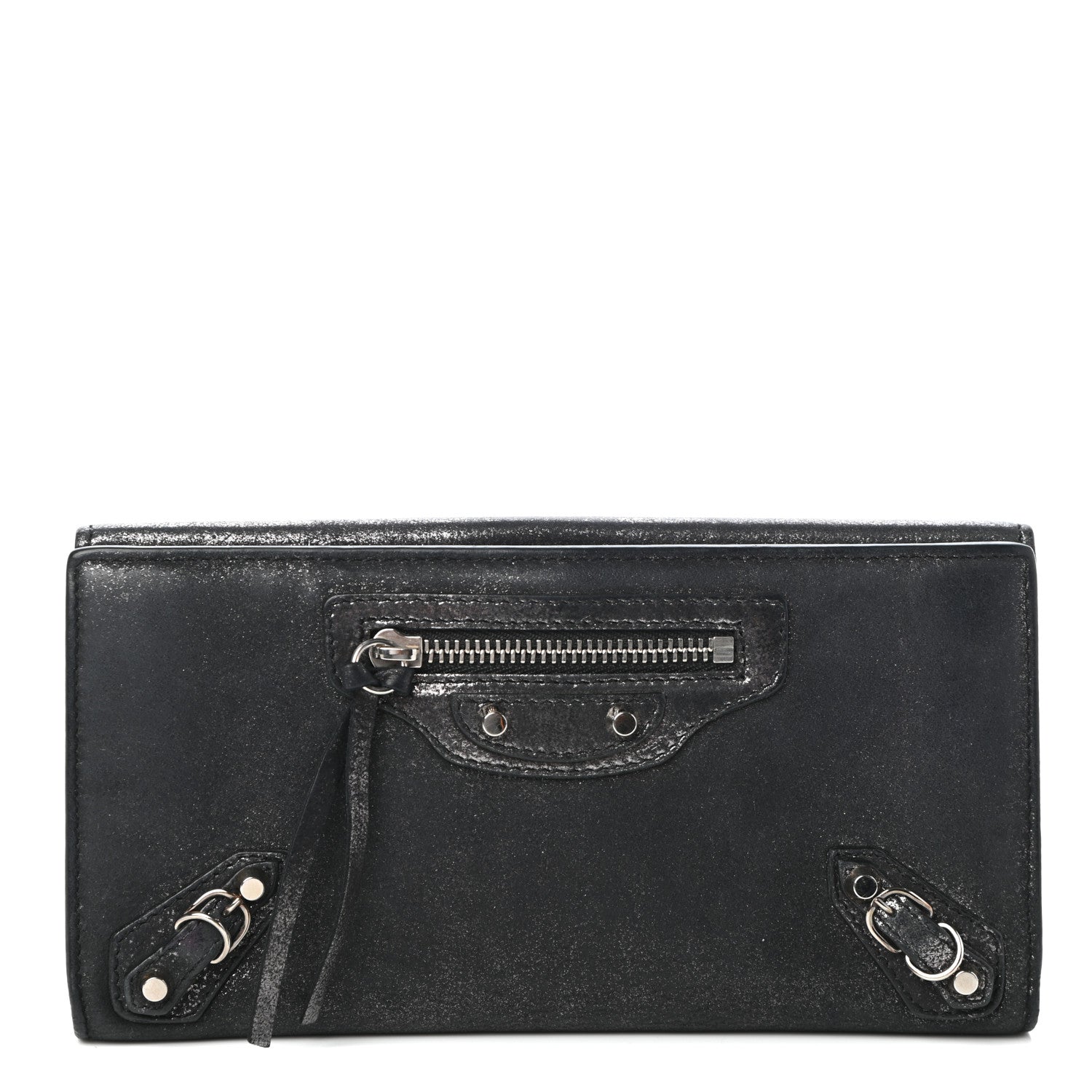 Balenciaga Metallic Calfskin Milkyway Platre Continental Wallet Black 1 of 6