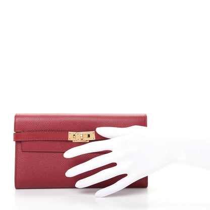 Hermes Epsom Kelly Longue Wallet Rouge Grenat 2 of 11