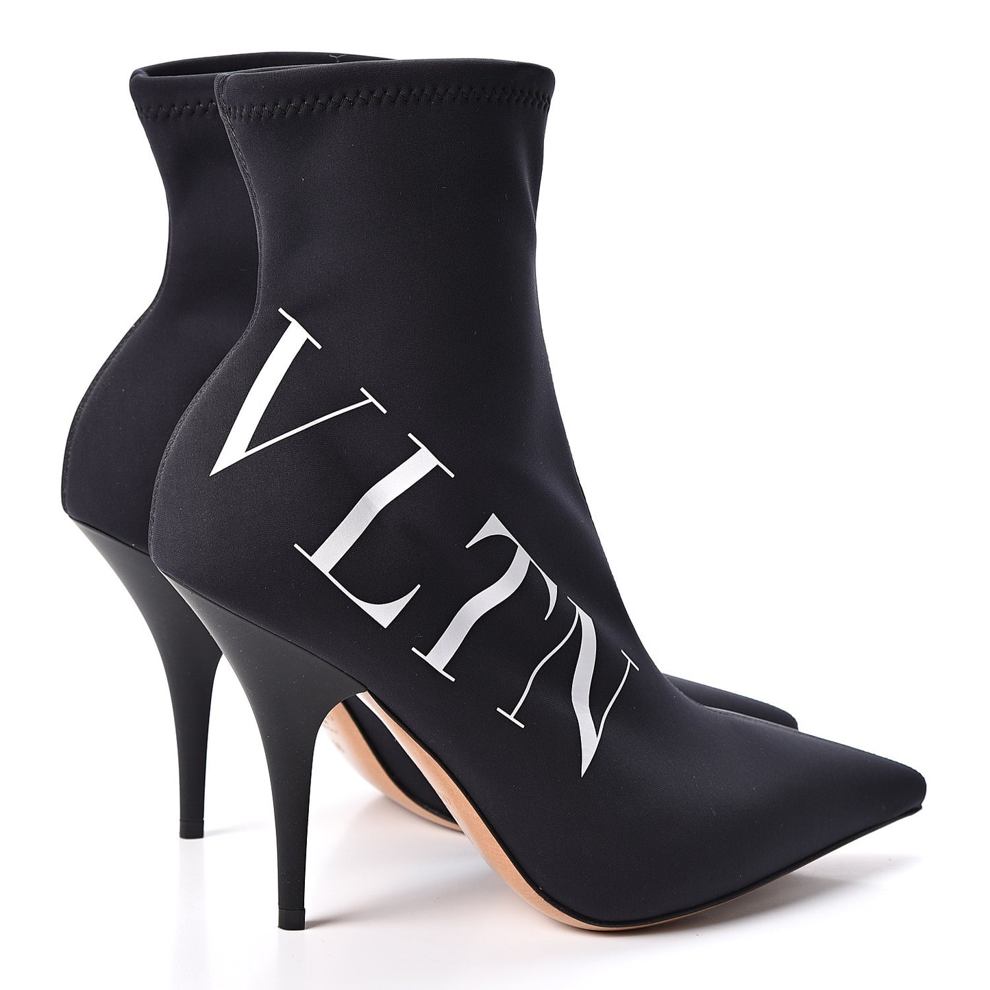 Eco Leather VLTN 100mm Sock Booties 38 Black White