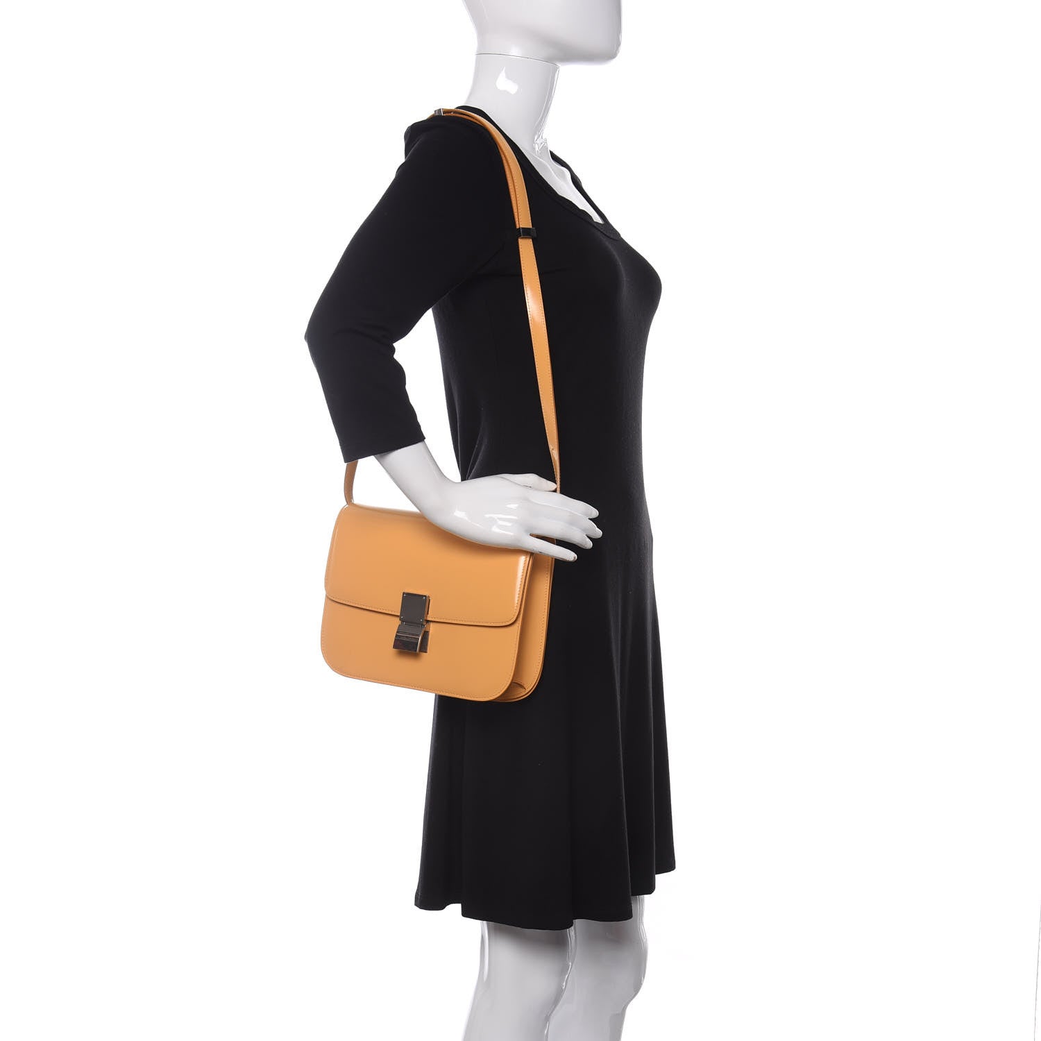 Celine Spazzolato Calfskin Medium Classic Box Flap Bag Daffodil 2 of 9