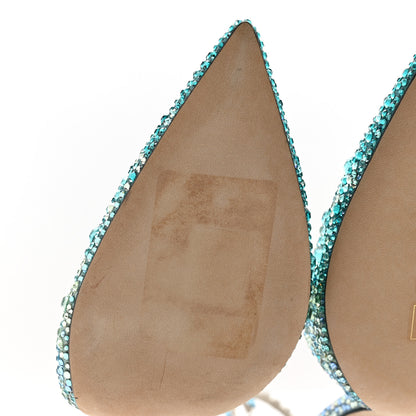 Jimmy Choo Satin Crystal Saeda 100 Pumps 36.5 Turquoise 10 of 10