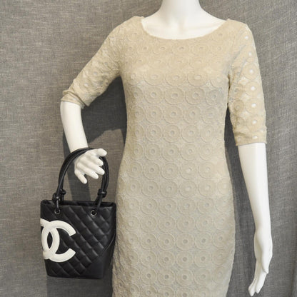 Chanel Calfskin Quilted Small Cambon Tote Black White 2 of 11