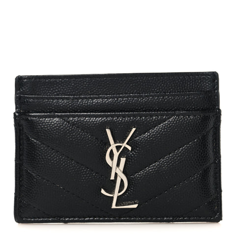 Grain De Poudre Matelasse Chevron Monogram Credit Card Case Black