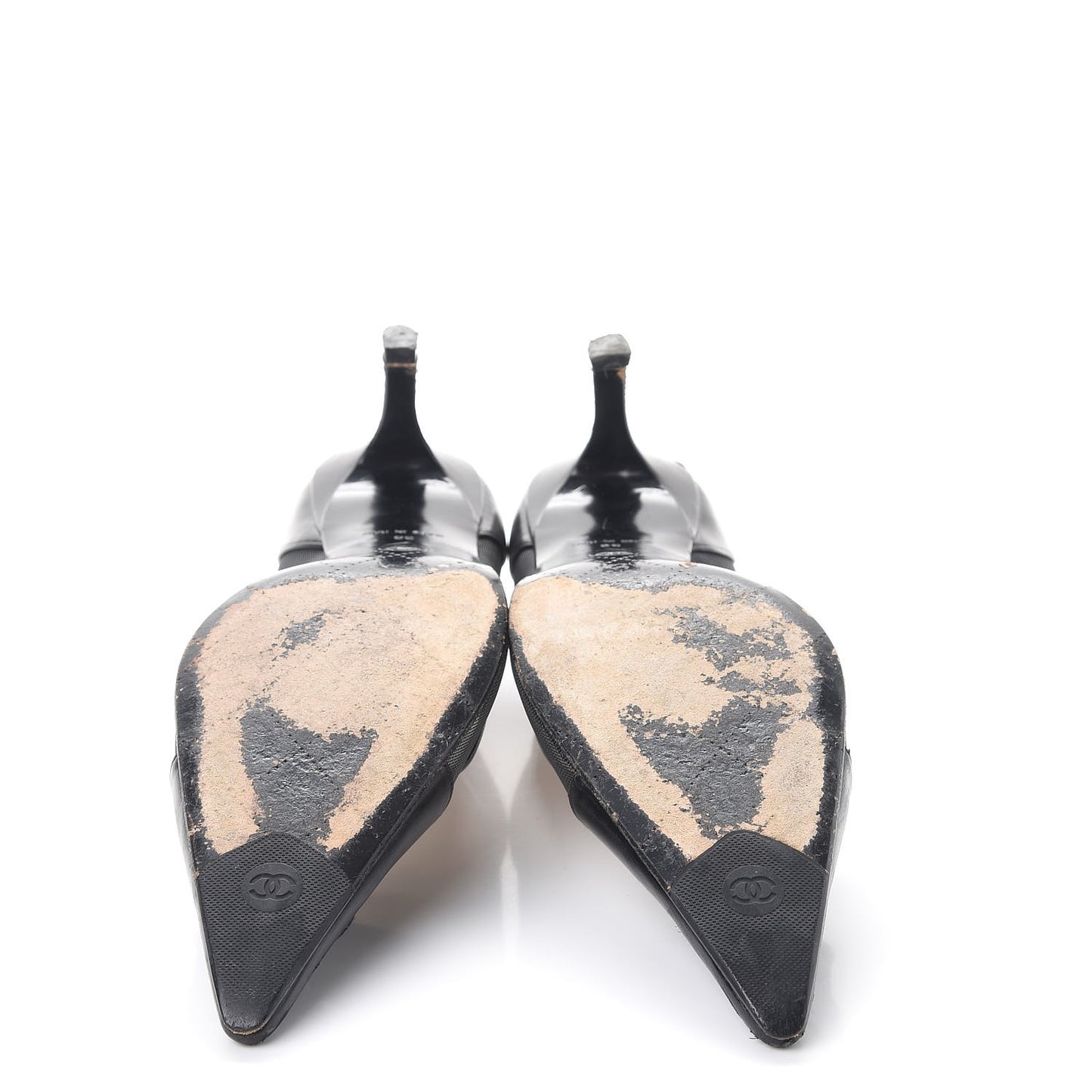 Lambskin Mesh CC Kitten Heels Pumps 38 Black