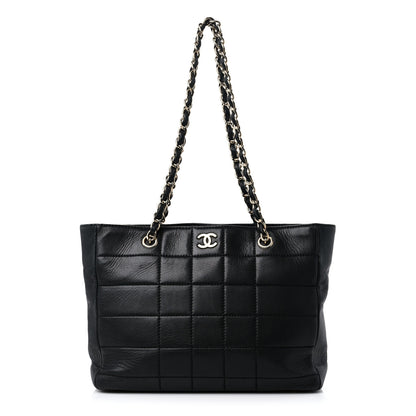 Chanel Calfskin Stitched Chocolate Bar Shopping Tote Black 1 of 19