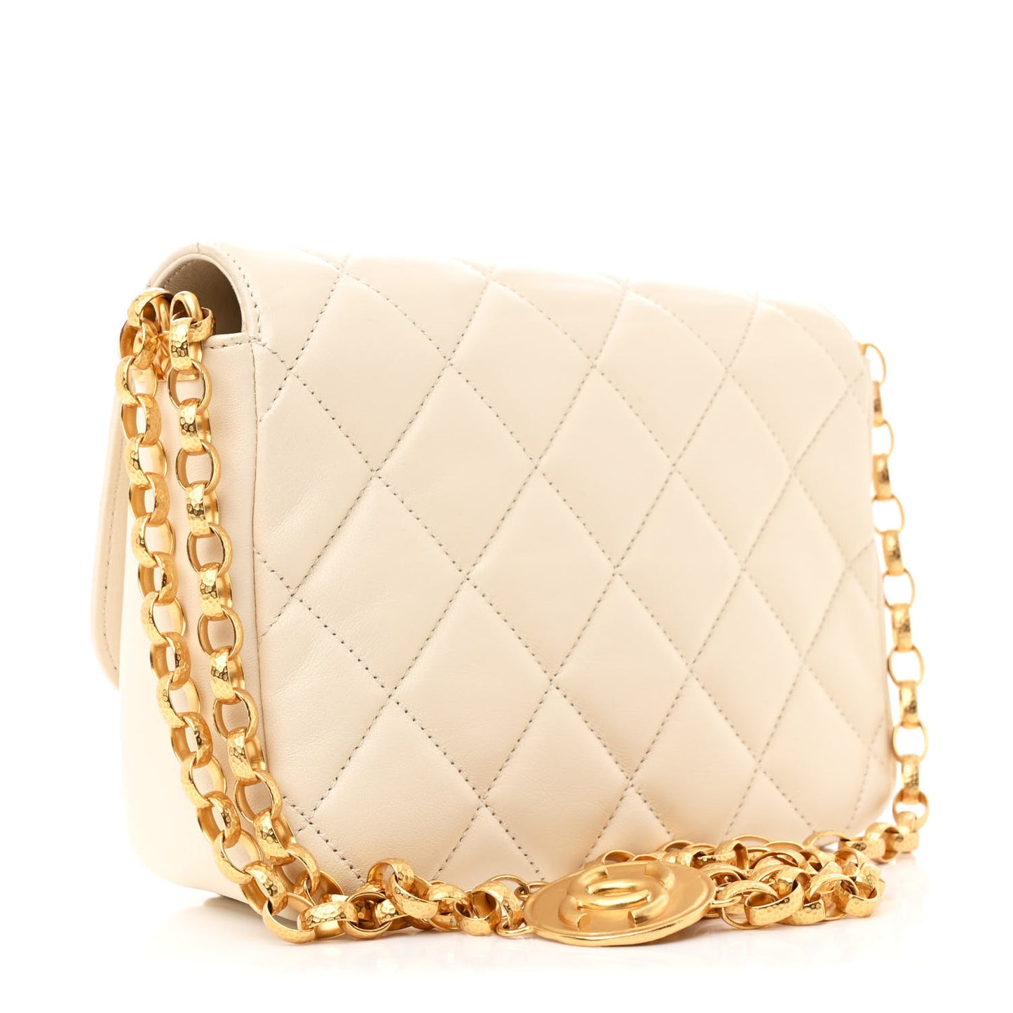 Lambskin Quilted CC Coin Flap Bag White