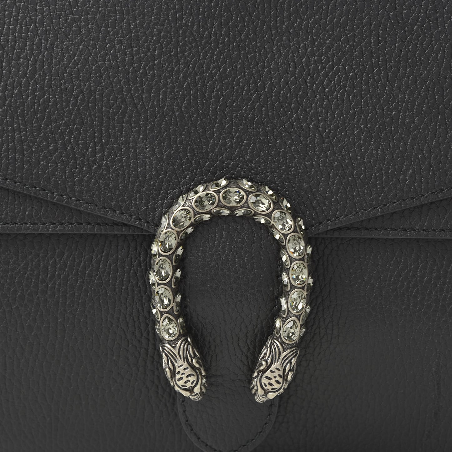 Dollar Calfskin Crystal Medium Dionysus Shoulder Bag Black Black Diamond