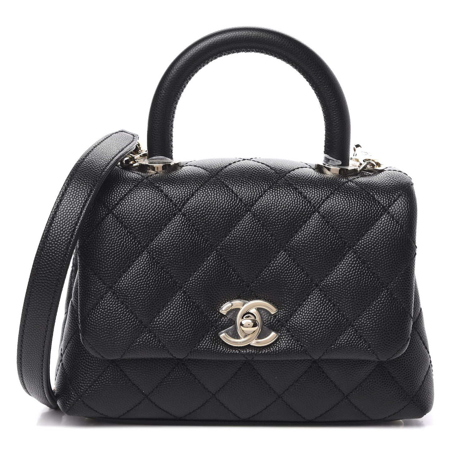 Caviar Quilted Extra Mini Coco Handle Flap Black