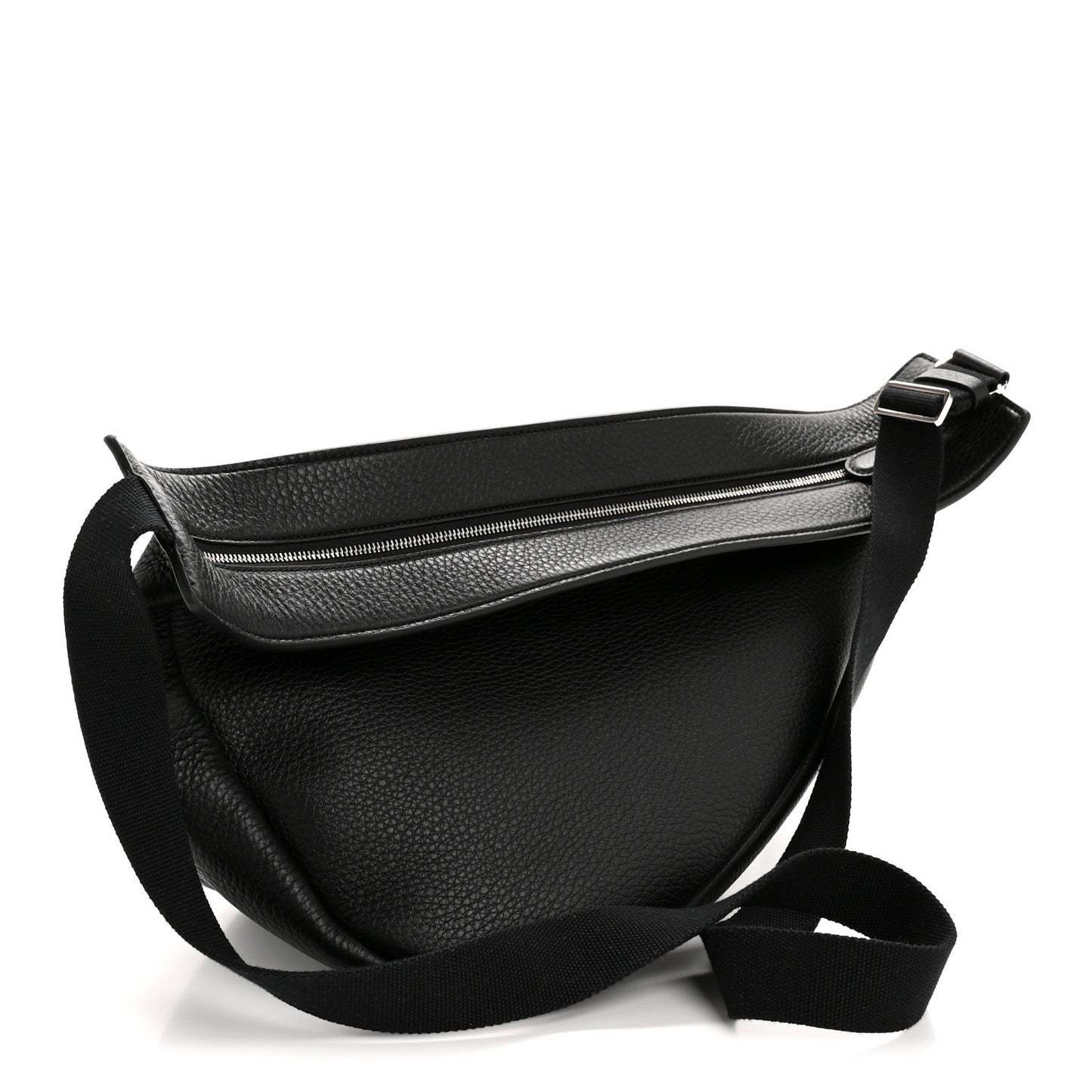 Grained Calfskin Large Slouchy Banana Bag Black