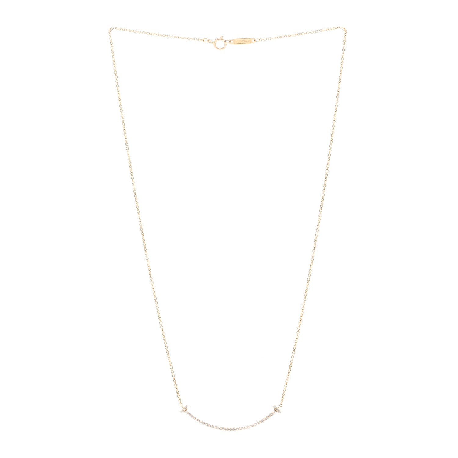 Tiffany 18K Yellow Gold Diamond Small T Smile Pendant Necklace 3 of 4