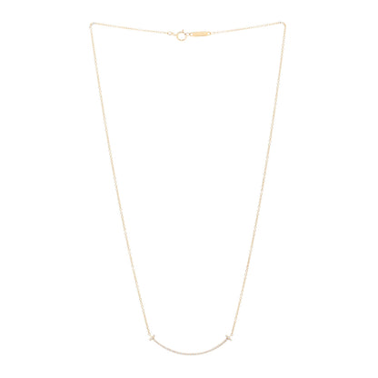 Tiffany 18K Yellow Gold Diamond Small T Smile Pendant Necklace 3 of 4