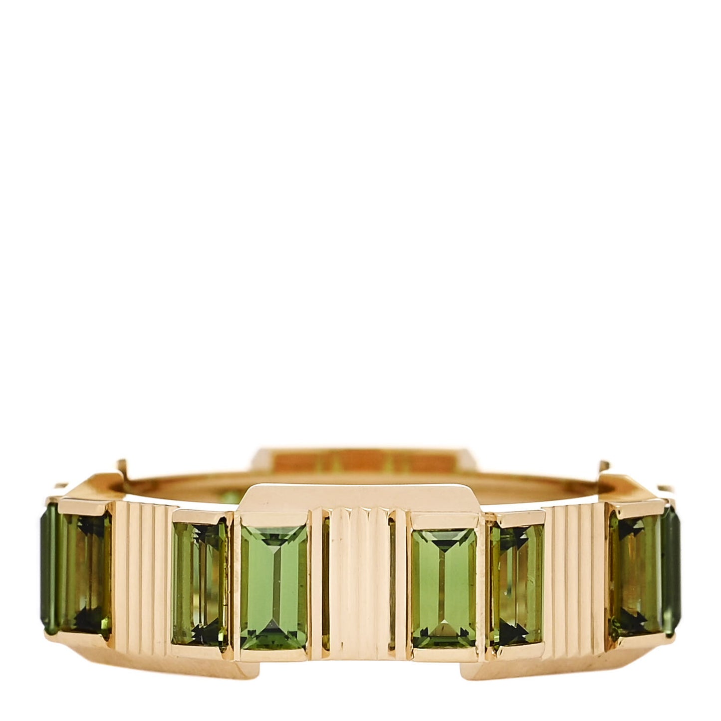 18K Yellow Gold Green Tourmaline 7mm Link to Love Ring 50 5.5