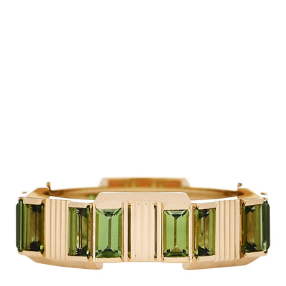 Gucci 18K Yellow Gold Green Tourmaline 7mm Link to Love Ring 50 5.5 1 of 7