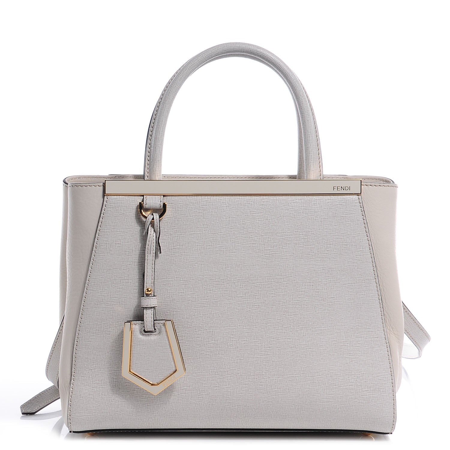 Fendi Vitello Elite Flamingo Petite 2Jours Tote Latte Bianco 1 of 9