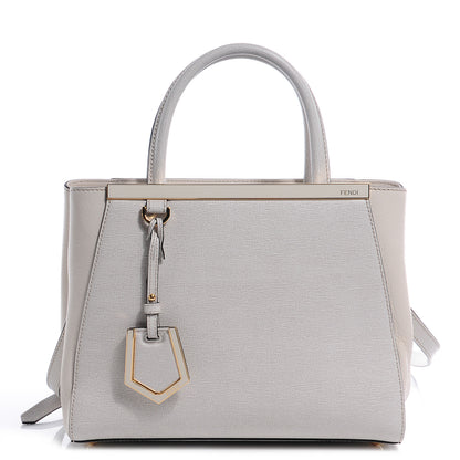 Fendi Vitello Elite Flamingo Petite 2Jours Tote Latte Bianco 1 of 9