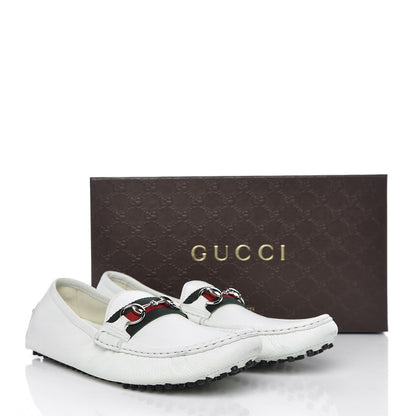 Gucci Road Calfskin Web Womens Horsebit Driver Loafers 39.5 Great White 13 of 13