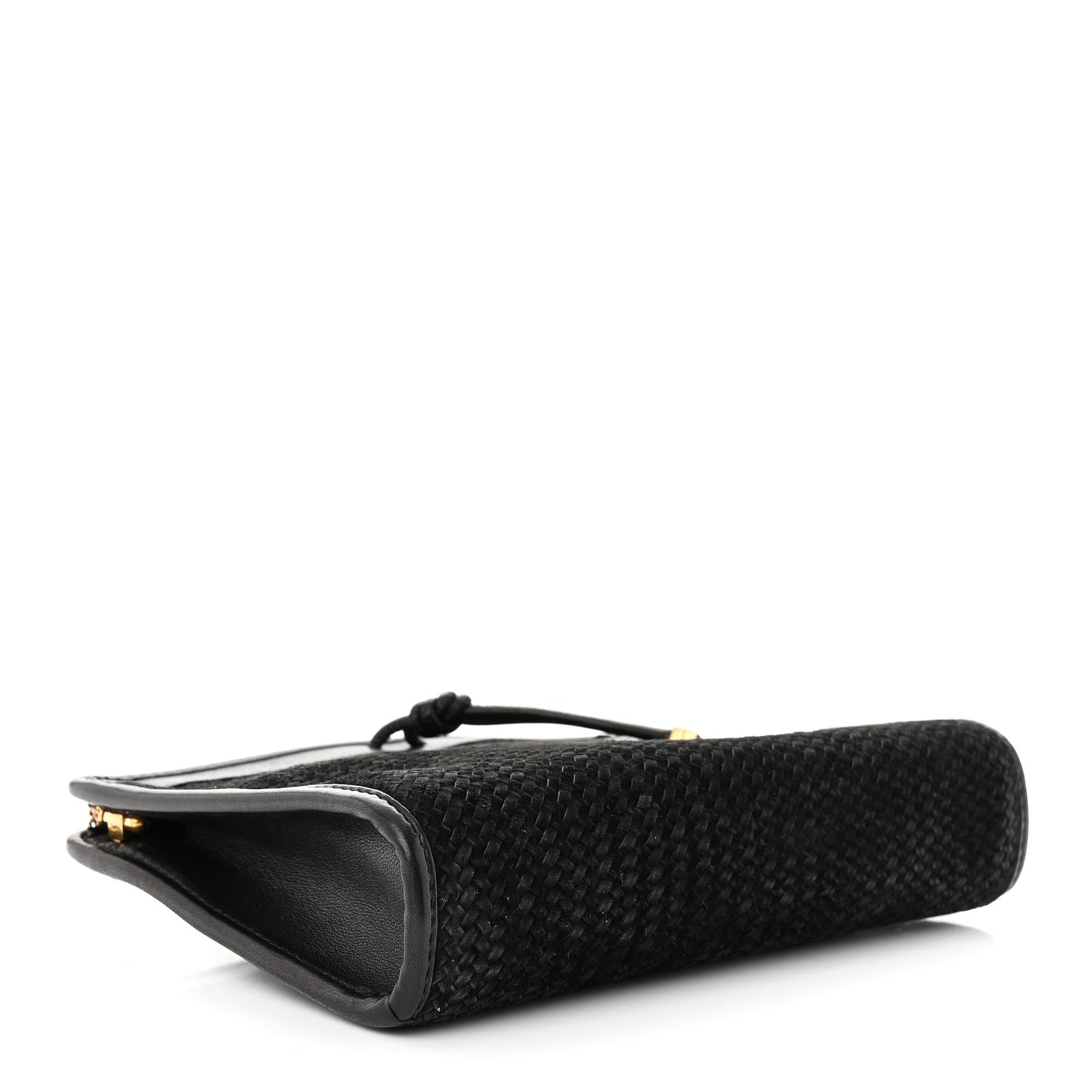 Suede Woven Baby Victoire Chain Clutch Bag Black