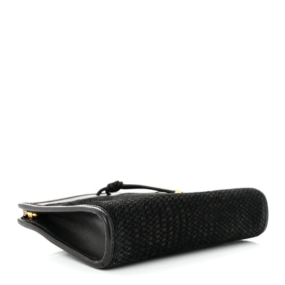 Saint Laurent Suede Woven Baby Victoire Chain Clutch Bag Black 4 of 10