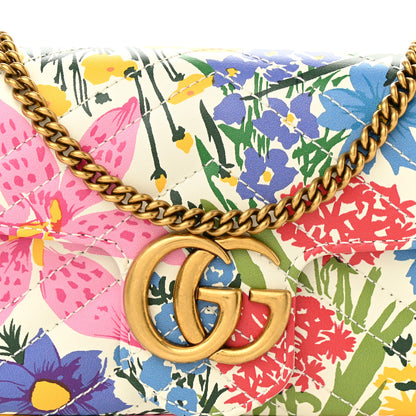 Gucci X KEN SCOTT Calfskin Matelasse Floral Print Super Mini GG Marmont Shoulder Bag Ivory Pink 8 of 10