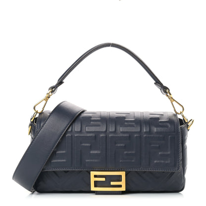 Fendi Nappa FF 1974 Embossed Baguette Midnight 1 of 9
