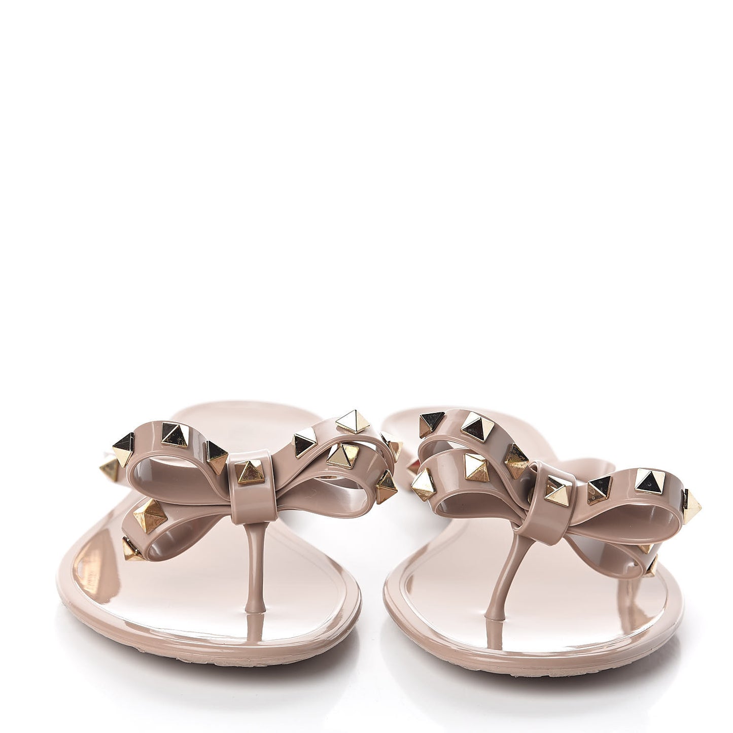 PVC Jelly Rockstud Bow Thong Sandals 37 Poudre