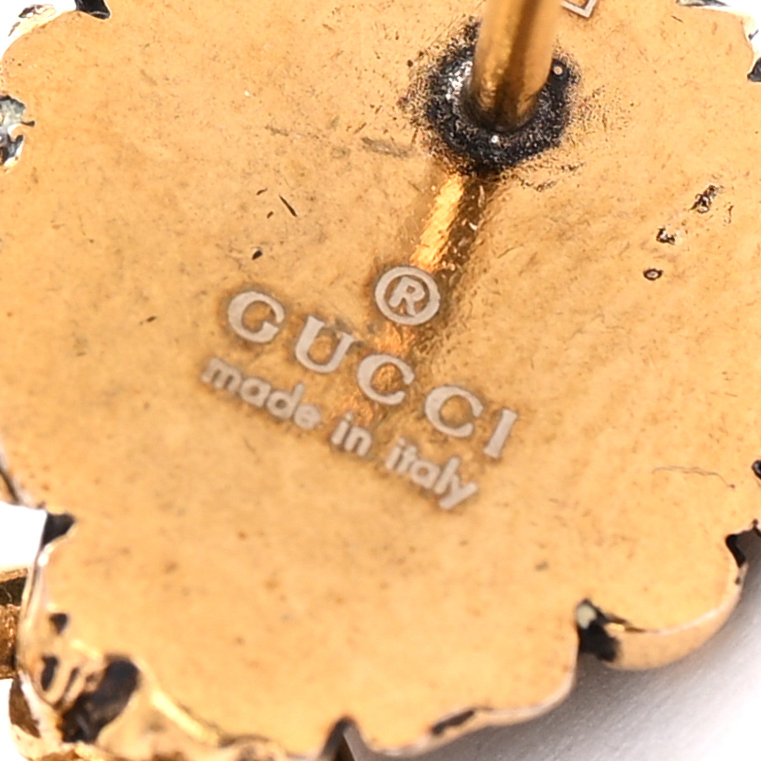 Gucci Metal Lion Head Heart Drop Earrings Aged Gold 4 of 5