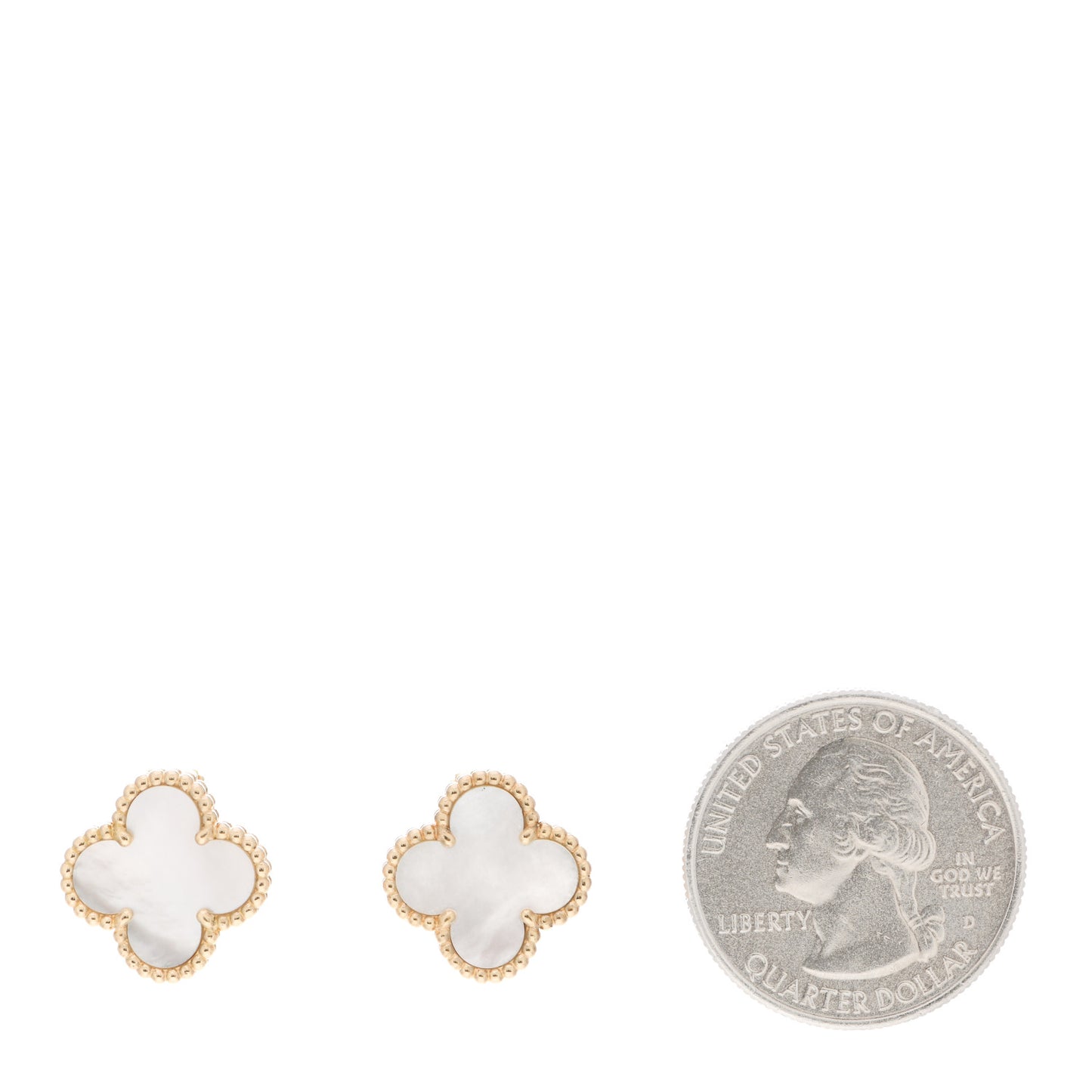 18K Yellow Gold Mother of Pearl Vintage Alhambra Earrings