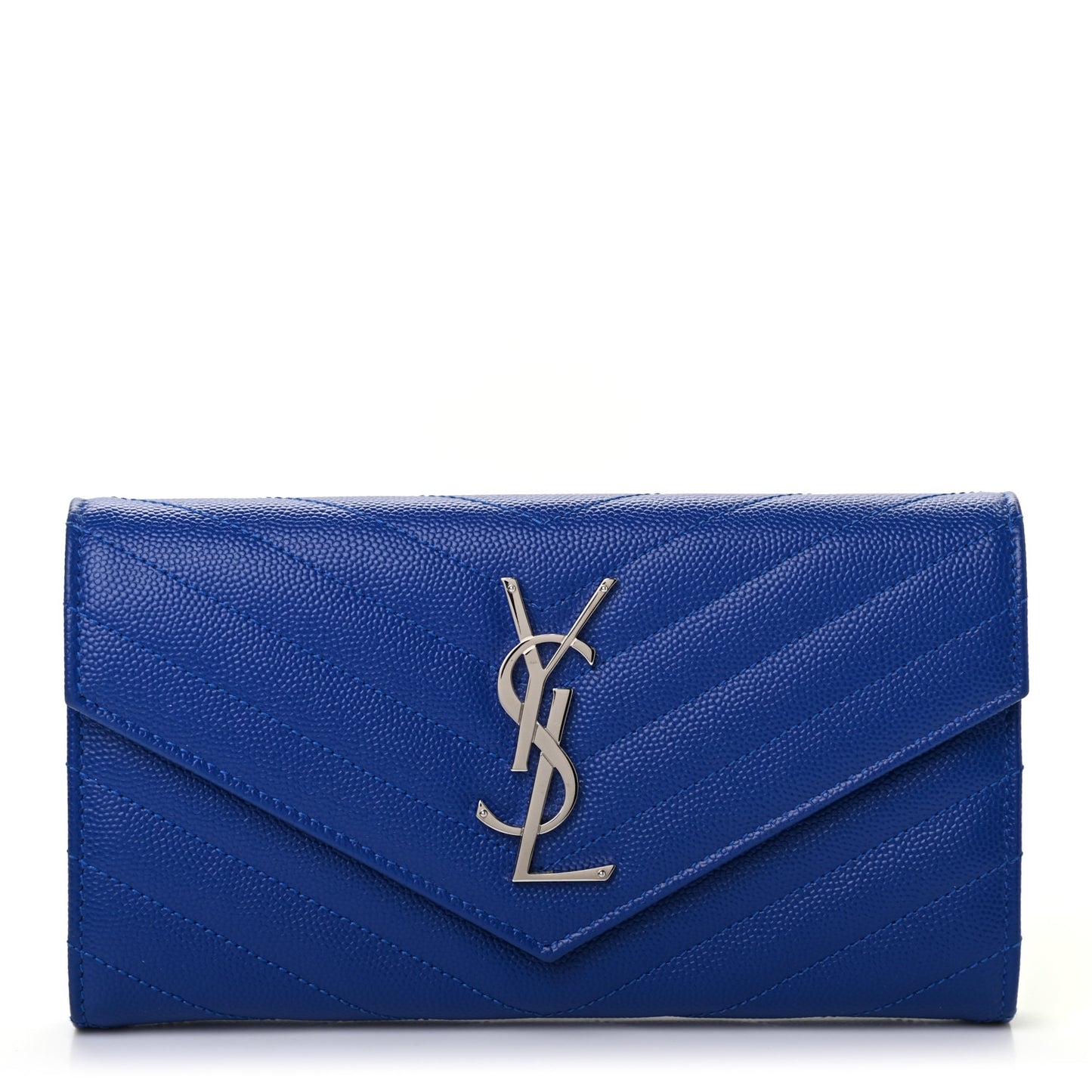 Grain De Poudre Matelasse Chevron Monogram Flap Wallet Royal Blue