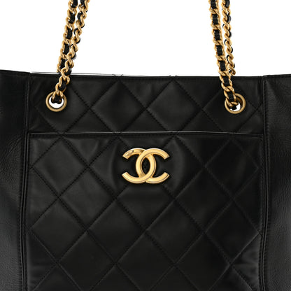 Chanel Calfskin Quilted CC Front Pocket Shopping Tote Black 8 of 10