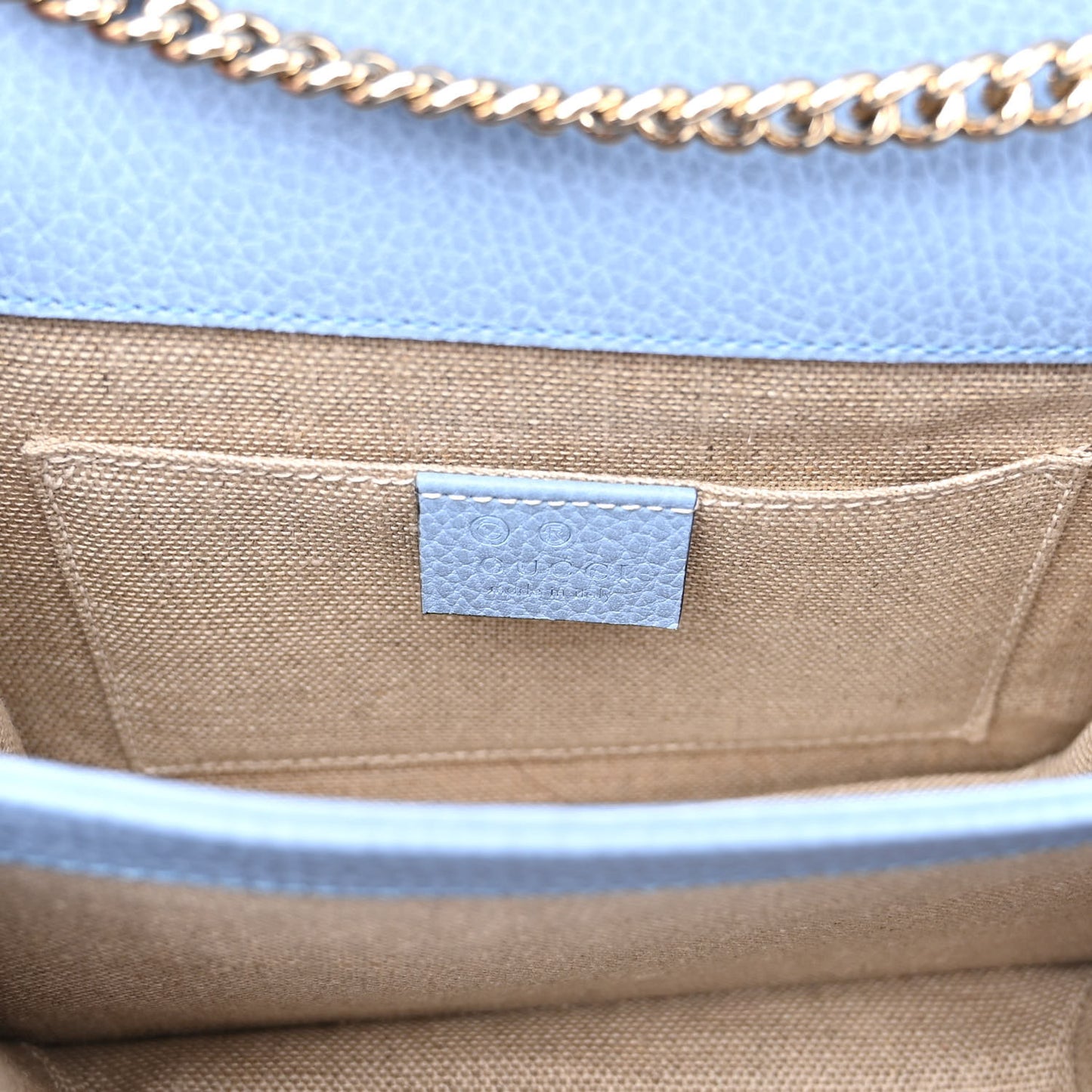 Dollar Calfskin Small Interlocking G Shoulder Bag Mineral Blue