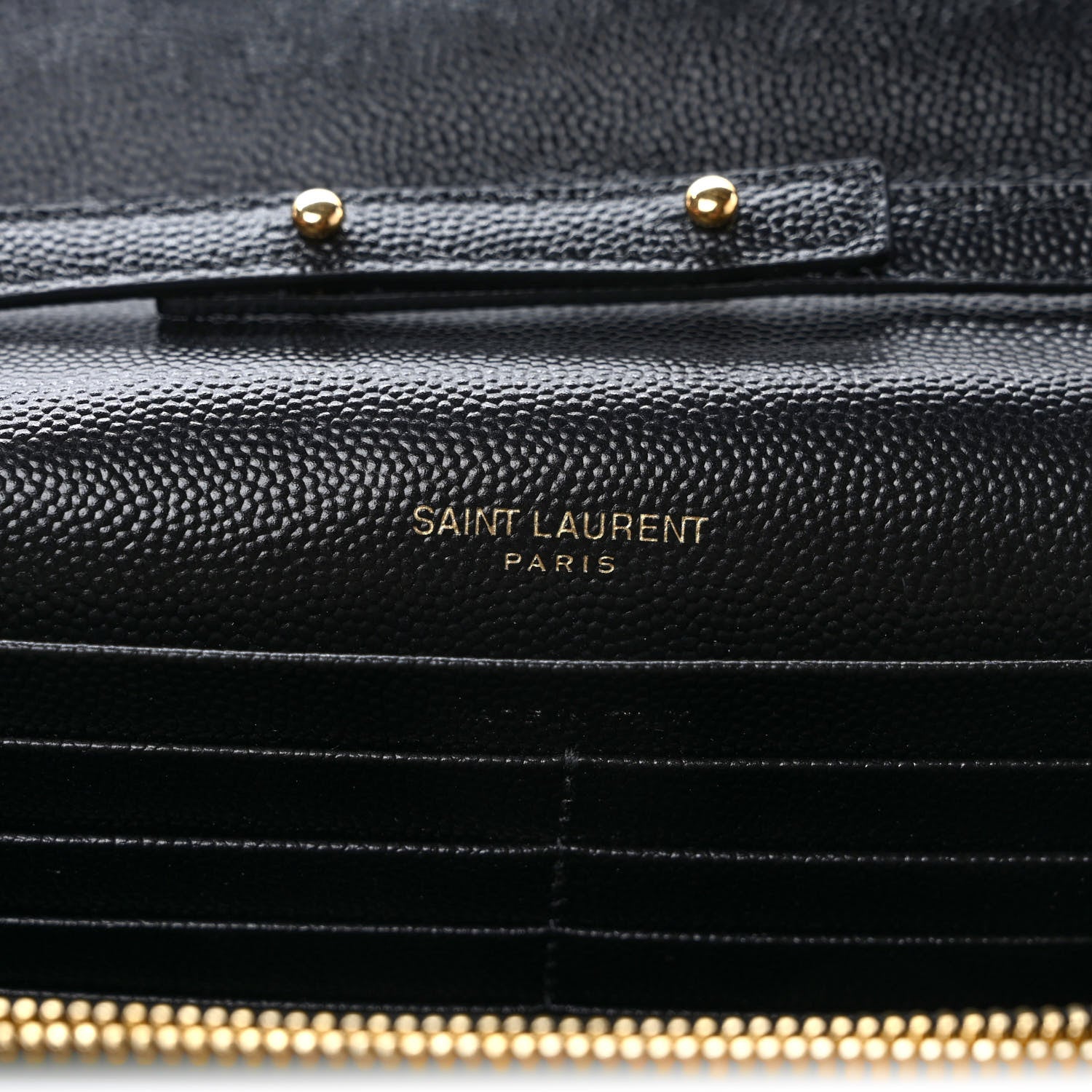 Saint Laurent Grain De Poudre Matelasse Chevron Monogram Chain Wallet Black 6 of 8