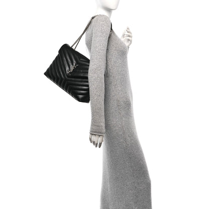 Saint Laurent Calfskin Y Quilted Monogram Medium Loulou Chain Satchel Black 2 of 10