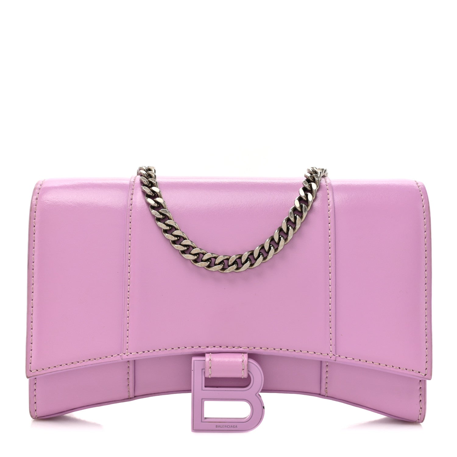 Balenciaga Shiny Box Calfskin Tonal B Hourglass Chain Bag Liliac 1 of 18