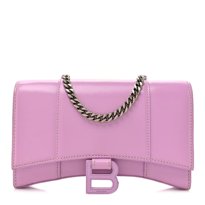 Balenciaga Shiny Box Calfskin Tonal B Hourglass Chain Bag Liliac 1 of 18