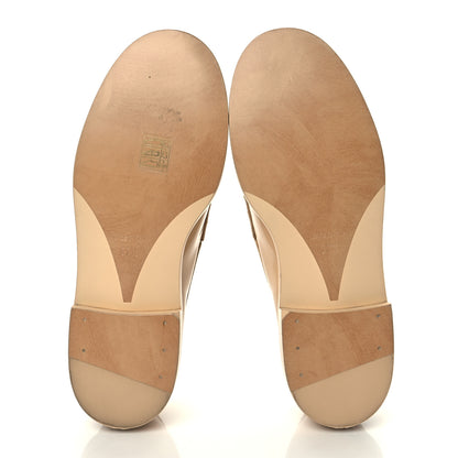 Chanel Shiny Calfskin Logo Loafers 37.5 Beige 6 of 11