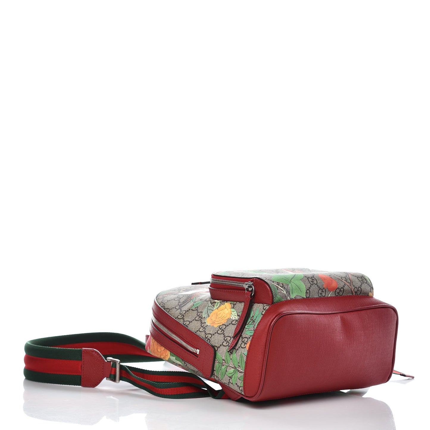 GG Supreme Monogram Tian Web Small Day Backpack Beige Multicolor Red