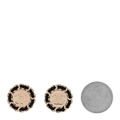 Chanel Crystal Lambskin Chain CC Stud Earrings Black Gold 2 of 6