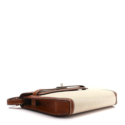 Hermes Toile H Barenia Kelly Depeches 25 Pouch Ecru Beige Fauve 4 of 10