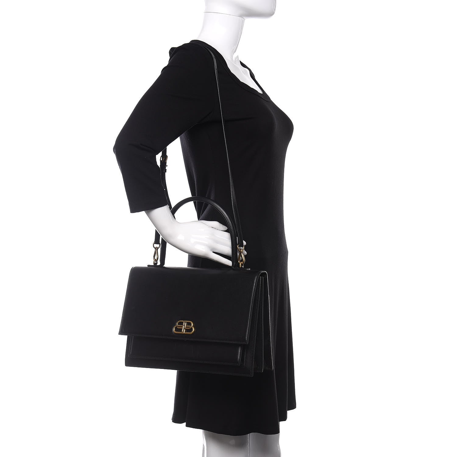 Balenciaga Box Calfskin Large Sharp Top Handle Bag Black 2 of 10