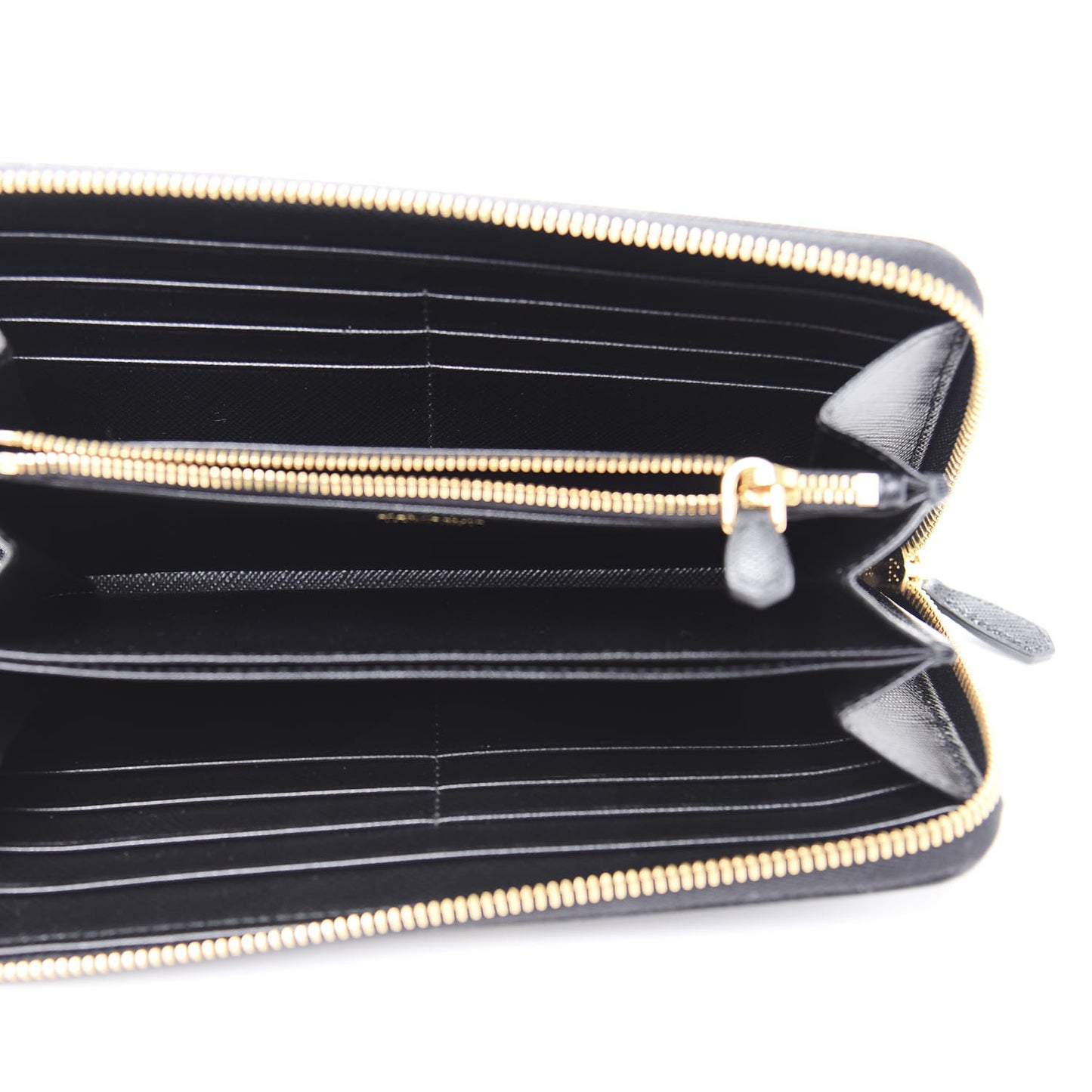 Saffiano Metal Zip Around Wallet Black