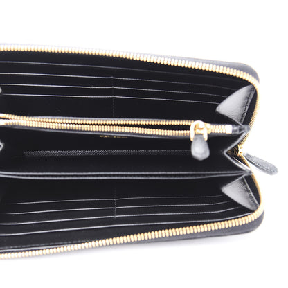 Prada Saffiano Metal Zip Around Wallet Black 5 of 9