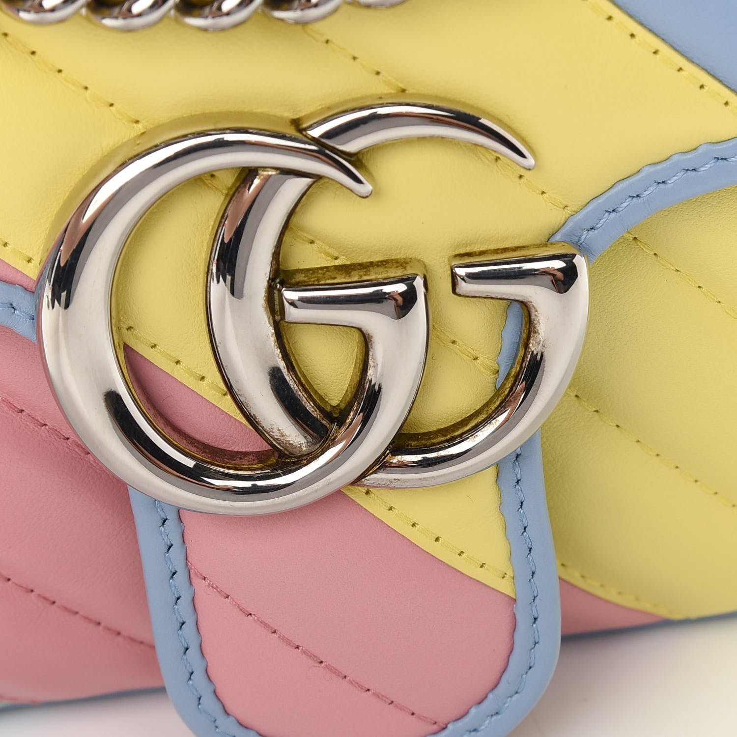 Gucci Calfskin Matelasse Diagonal Small GG Marmont Shoulder Bag Multicolor Pastel 11 of 11