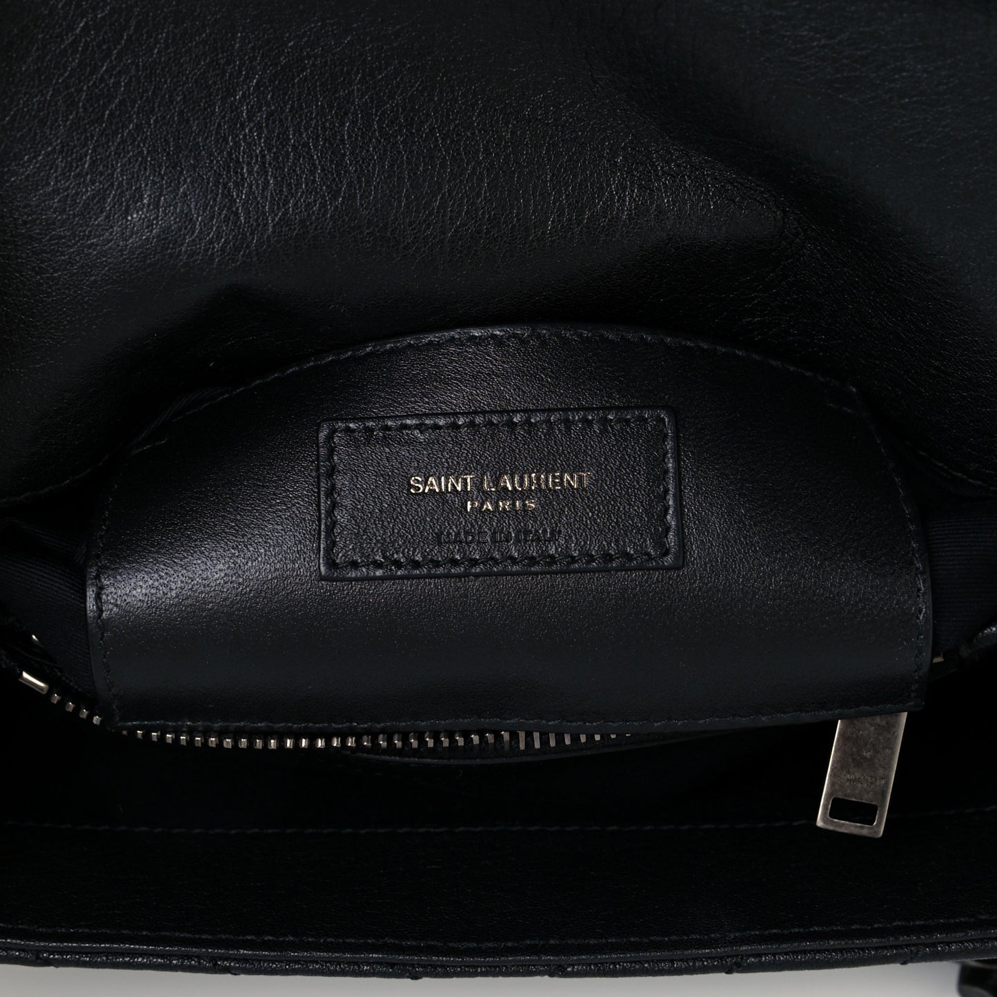 Sheepskin Matelasse Chevron Monogram Medium College Bag Black