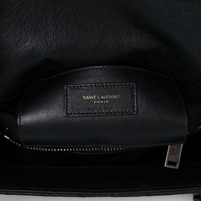 Saint Laurent Sheepskin Matelasse Chevron Monogram Medium College Bag Black 6 of 11