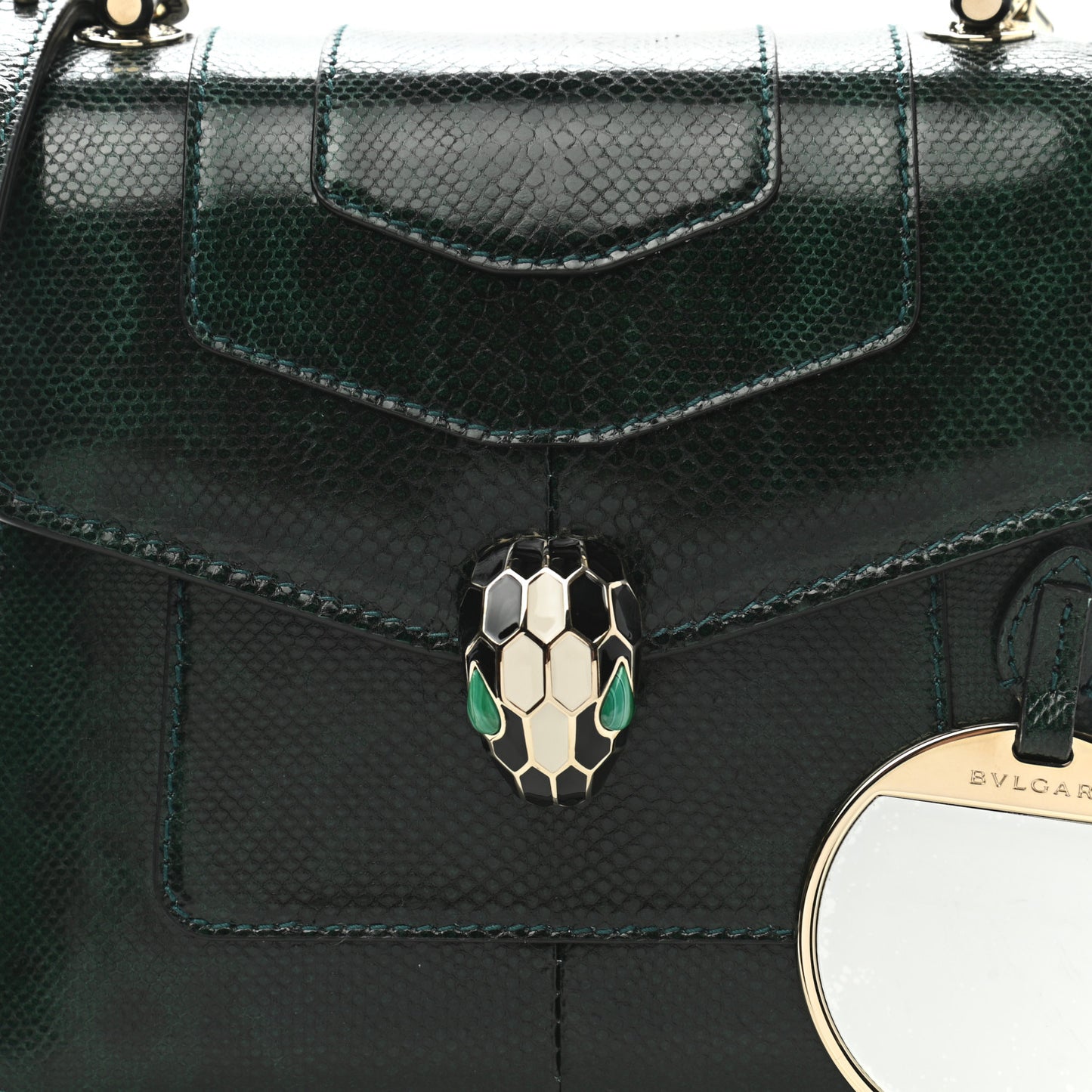 Shiny Karung Serpenti Forever Top Handle Emerald Green
