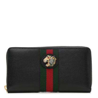 Gucci Calfskin Web Rajah Zip Around Wallet Black 1 of 7