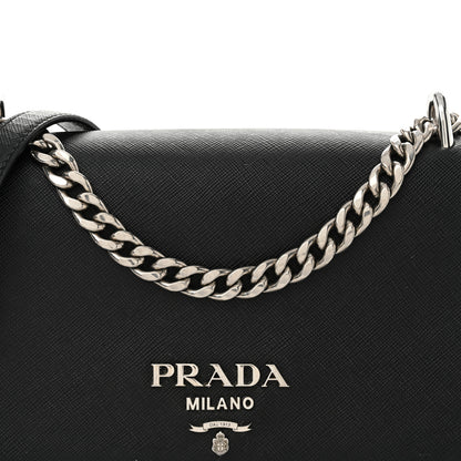 Prada Saffiano Tessuto Nylon Chain Shoulder Bag Black 8 of 11