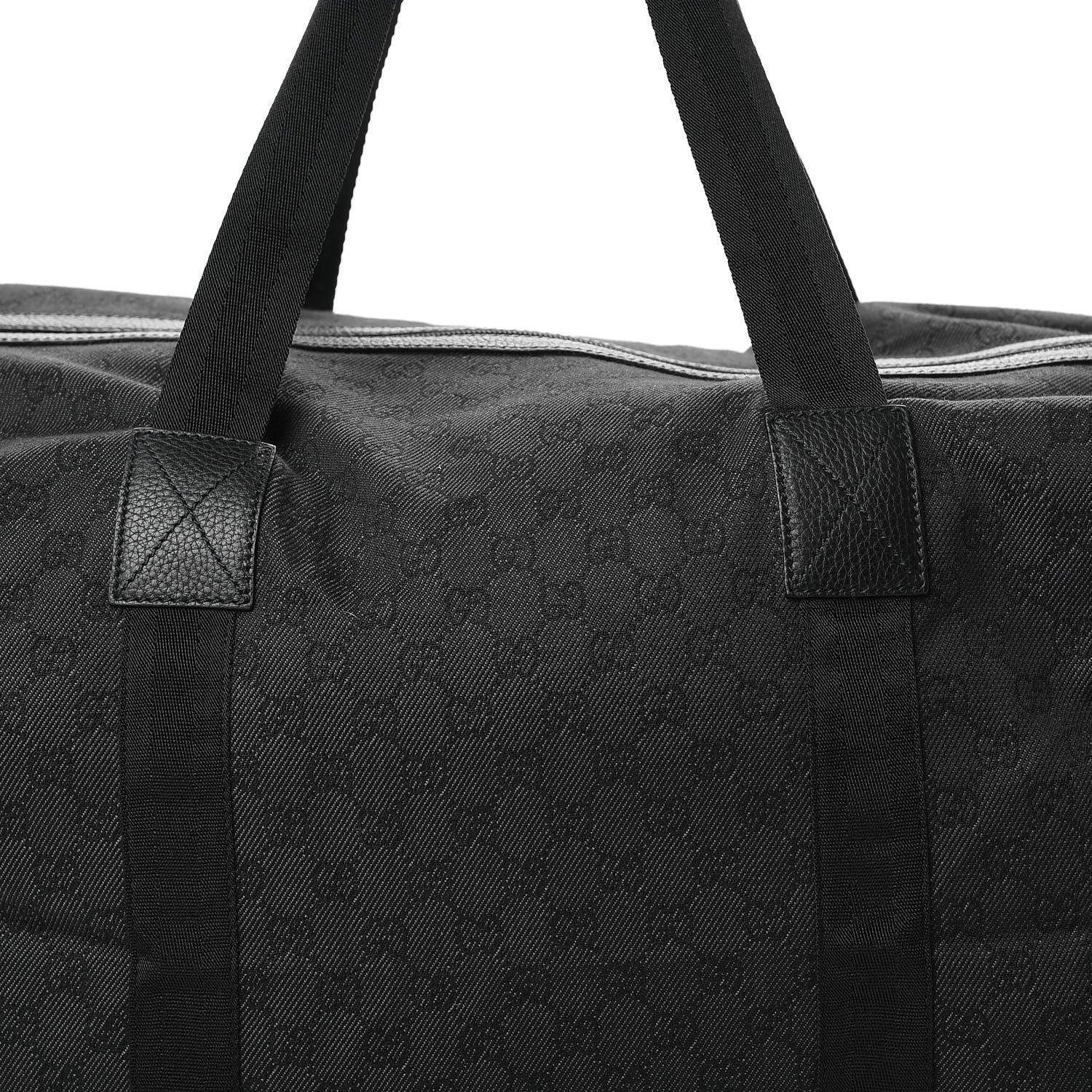Gucci Denim Monogram Large Collapsible Carry On Duffle Black 11 of 14